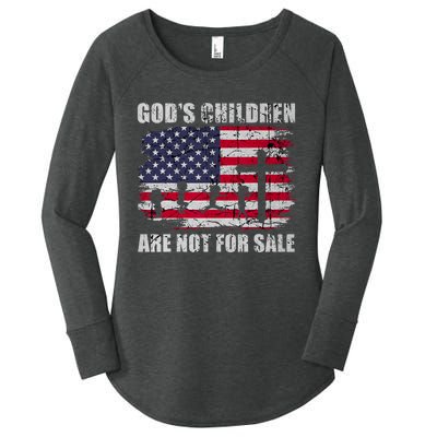 Gods Children Are Not For Sale Christ Christian Vintage Women's Perfect Tri Tunic Long Sleeve Shirt