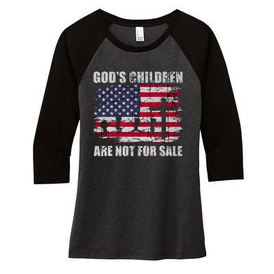 Gods Children Are Not For Sale Christ Christian Vintage Women's Tri-Blend 3/4-Sleeve Raglan Shirt