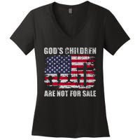 Gods Children Are Not For Sale Christ Christian Vintage Women's V-Neck T-Shirt