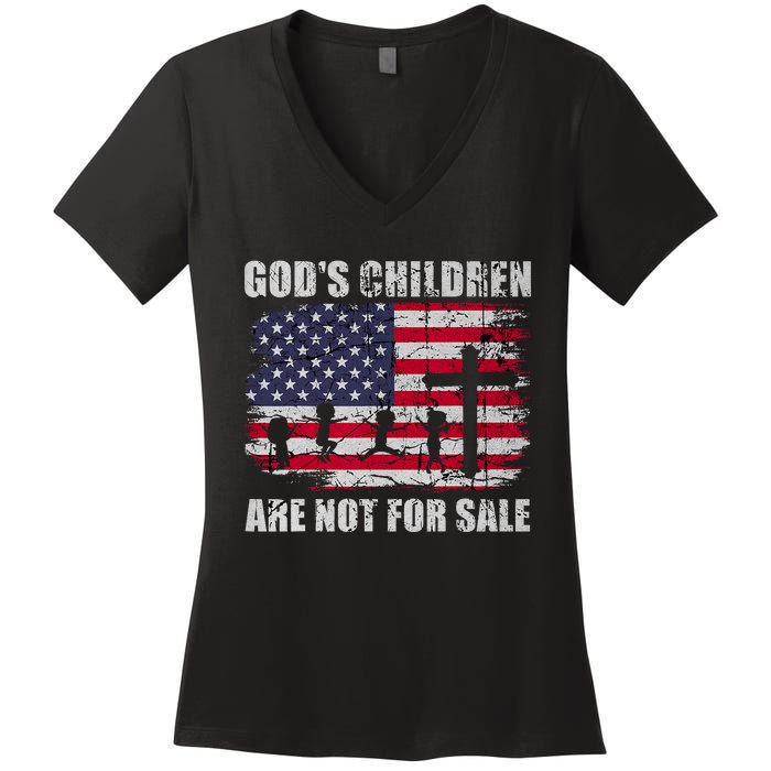 Gods Children Are Not For Sale Christ Christian Vintage Women's V-Neck T-Shirt