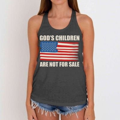 Gods Children Are Not For Sale USA Flag Women's Knotted Racerback Tank