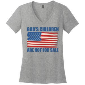 Gods Children Are Not For Sale USA Flag Women's V-Neck T-Shirt