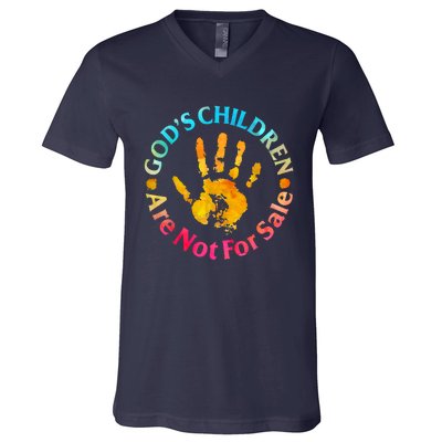 Gods Children Are Not For Sale Hand Prints V-Neck T-Shirt