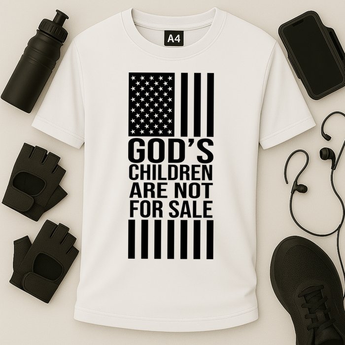 Gods Children Are Not For Sale American Flag Cooling Performance Crew T-Shirt