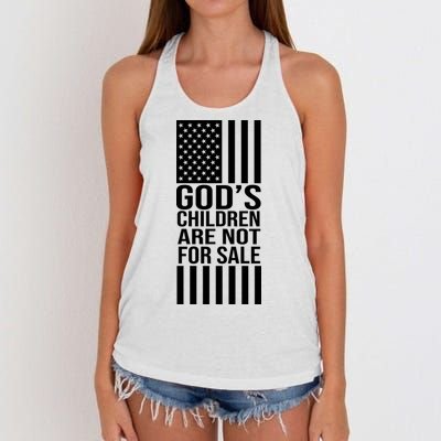 Gods Children Are Not For Sale American Flag Women's Knotted Racerback Tank