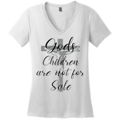 God's Children Are Not For Sale Jesus Christ Christian Women's V-Neck T-Shirt