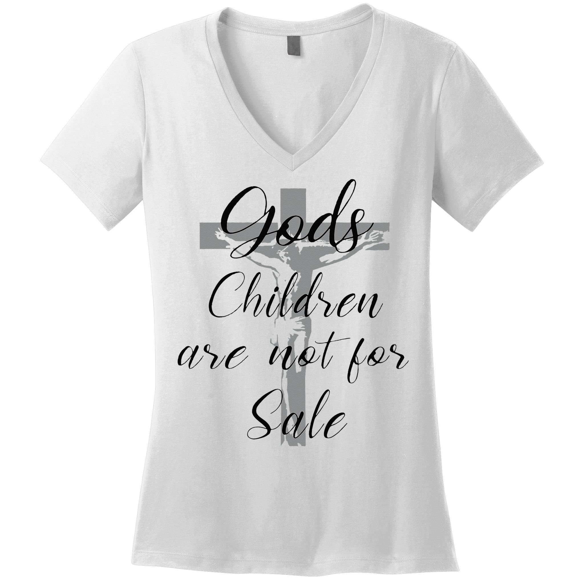 God's Children Are Not For Sale Jesus Christ Christian Women's V-Neck T-Shirt