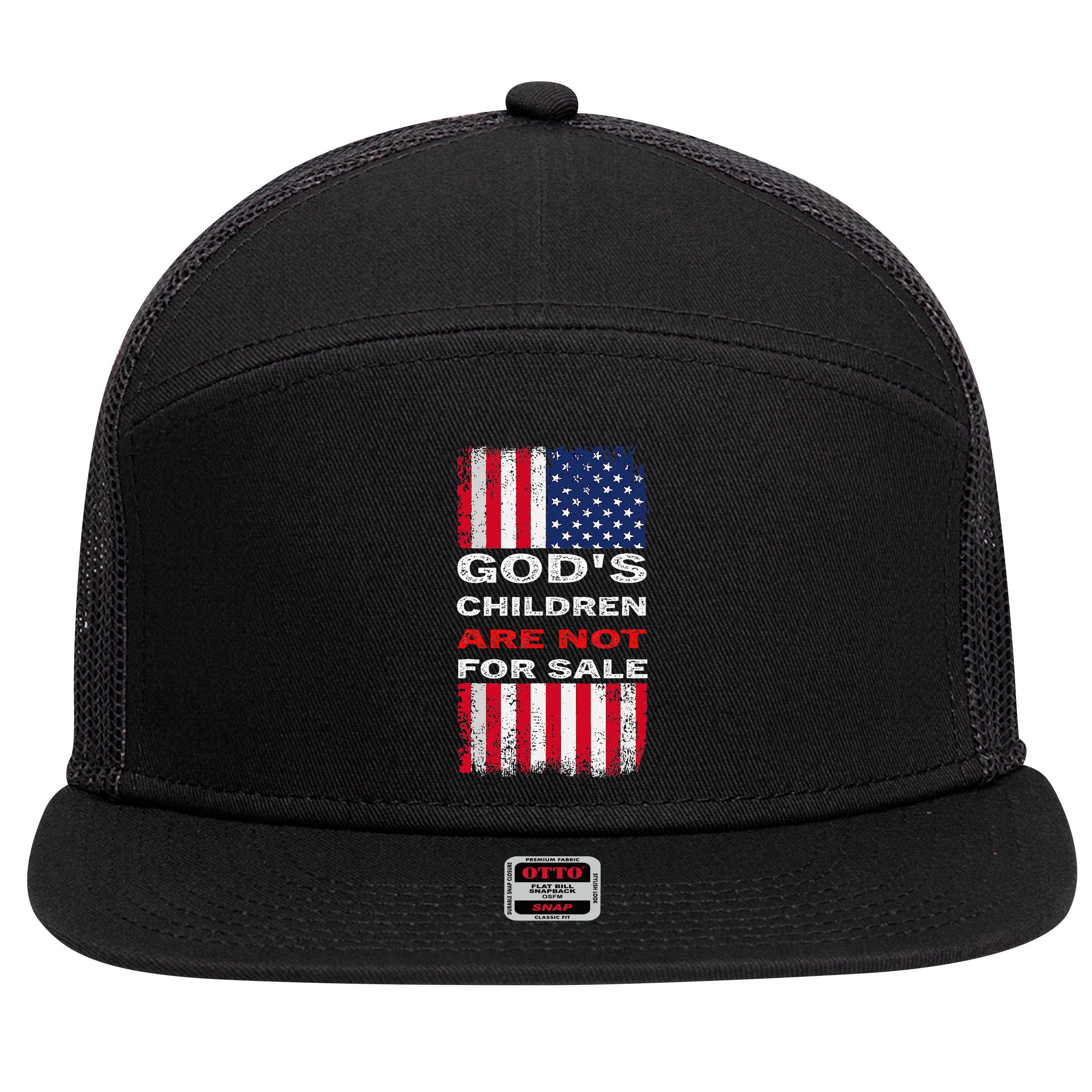 Gods Children Are Not For Sale American Flag 7 Panel Mesh Trucker Snapback Hat