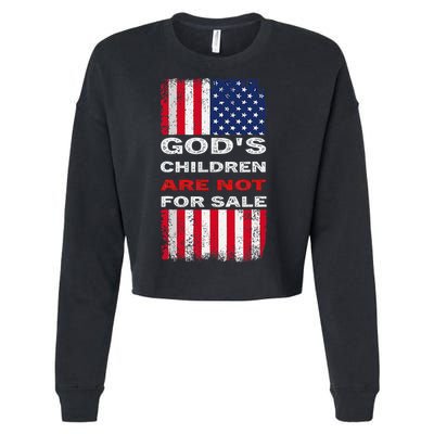Gods Children Are Not For Sale American Flag Cropped Pullover Crew