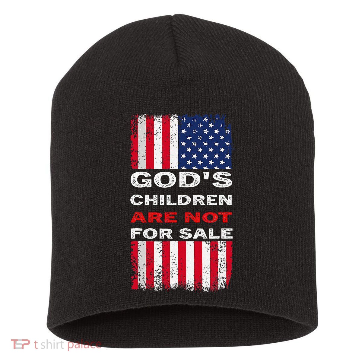 Gods Children Are Not For Sale American Flag Short Acrylic Beanie