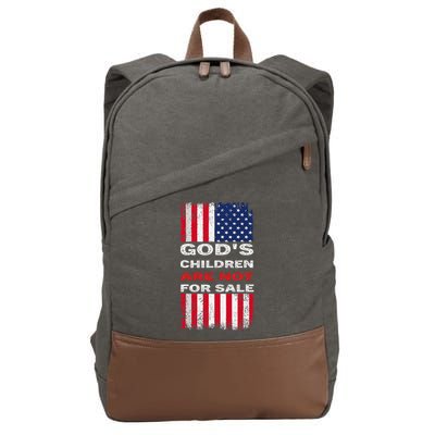 Gods Children Are Not For Sale American Flag Cotton Canvas Backpack