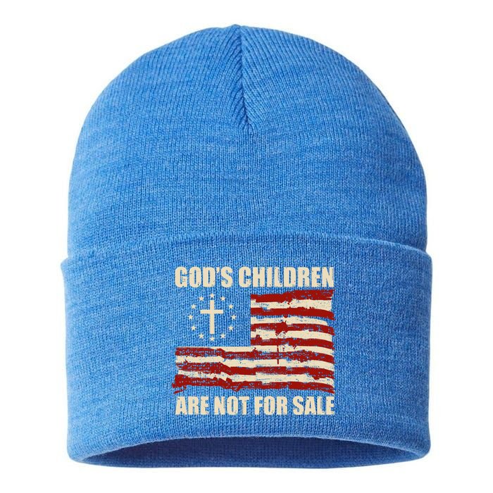 Gods Children Are Not For Sale Funny Quote Gods Children Sustainable Knit Beanie