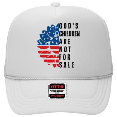 Gods Children Are Not For Sale Funny Sunflower High Crown Mesh Back Trucker Hat