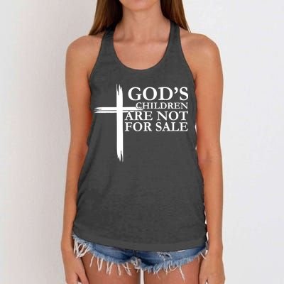 Gods Children Are Not For Sale Cross Women's Knotted Racerback Tank