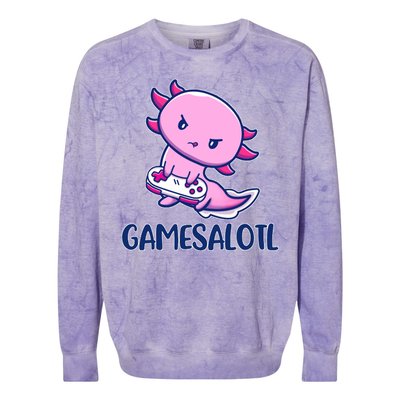 GAMESALOTL Cute Axolotl Colorblast Crewneck Sweatshirt