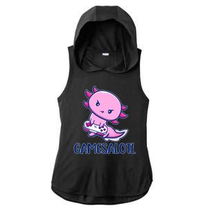 GAMESALOTL Cute Axolotl Ladies PosiCharge Tri-Blend Wicking Draft Hoodie Tank