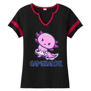 GAMESALOTL Cute Axolotl Ladies Halftime Notch Neck Tee