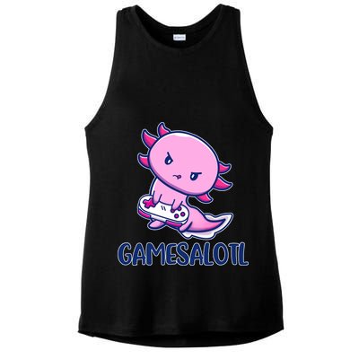 GAMESALOTL Cute Axolotl Ladies PosiCharge Tri-Blend Wicking Tank