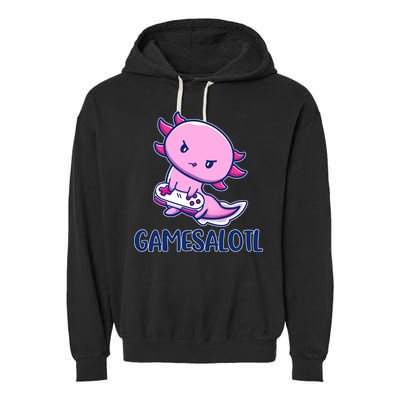 GAMESALOTL Cute Axolotl Garment-Dyed Fleece Hoodie