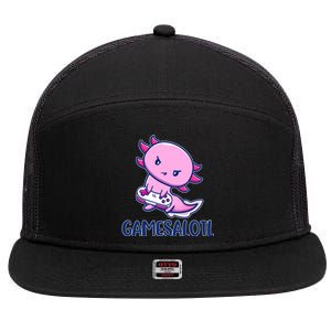 GAMESALOTL Cute Axolotl 7 Panel Mesh Trucker Snapback Hat