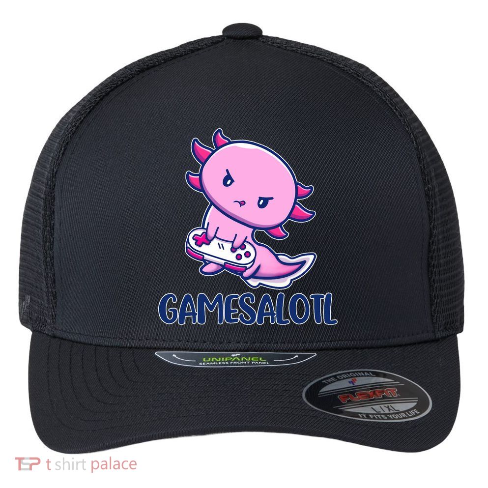 GAMESALOTL Cute Axolotl Flexfit Unipanel Trucker Cap