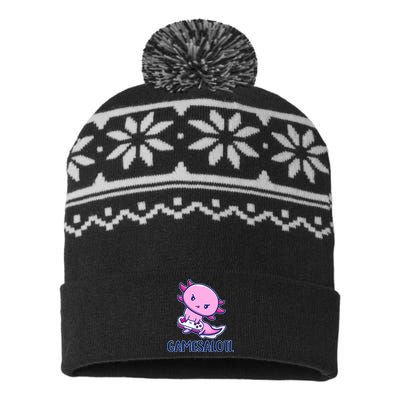 GAMESALOTL Cute Axolotl USA-Made Snowflake Beanie