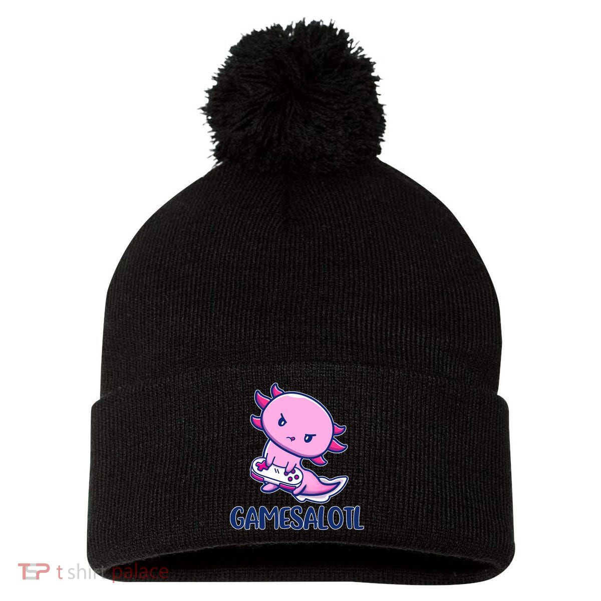 GAMESALOTL Cute Axolotl Pom Pom 12in Knit Beanie