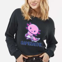 GAMESALOTL Cute Axolotl Cropped Pullover Crew