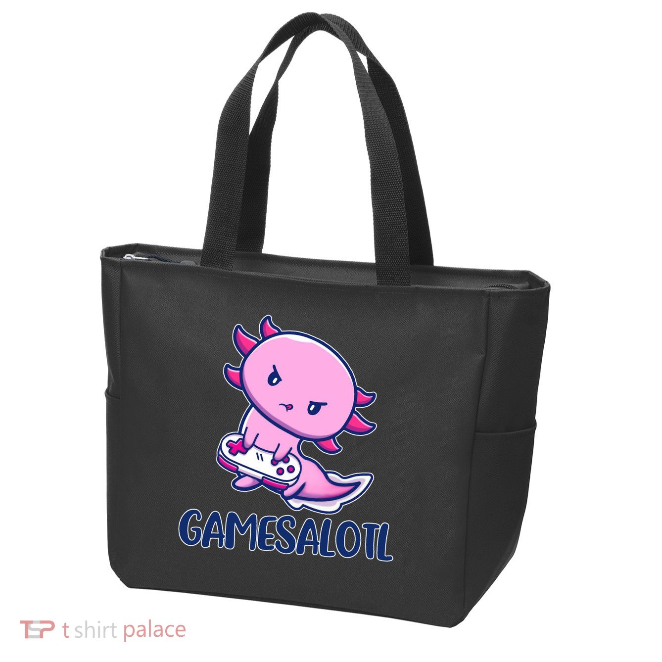 GAMESALOTL Cute Axolotl Zip Tote Bag