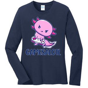 GAMESALOTL Cute Axolotl Ladies Long Sleeve Shirt