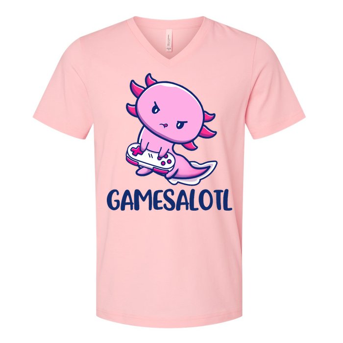 GAMESALOTL Cute Axolotl V-Neck T-Shirt