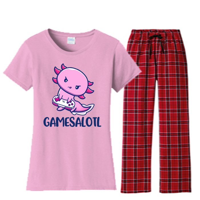 GAMESALOTL Cute Axolotl Women's Flannel Pajama Set