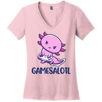 GAMESALOTL Cute Axolotl Women's V-Neck T-Shirt