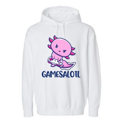 GAMESALOTL Cute Axolotl Garment-Dyed Fleece Hoodie