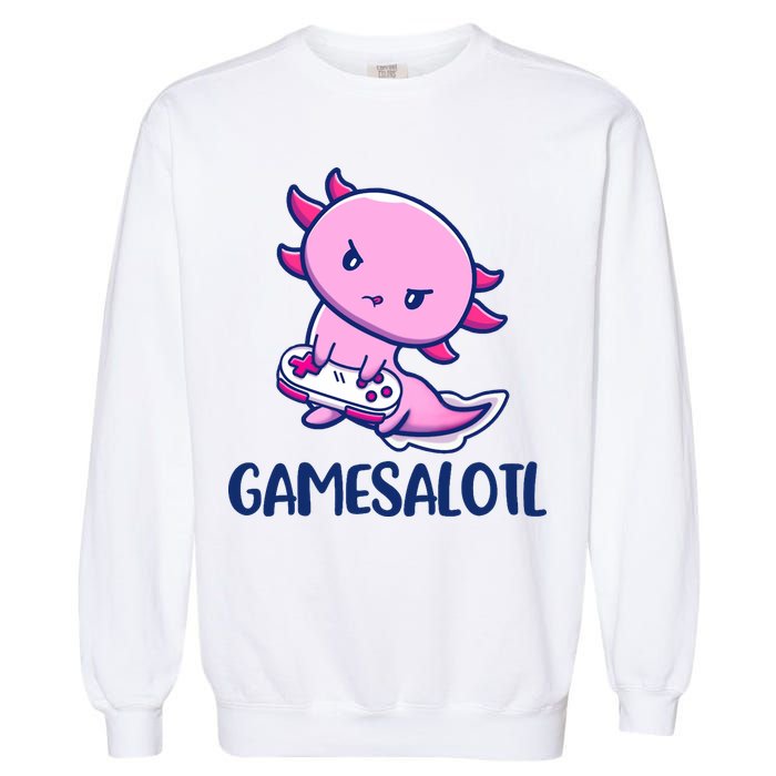 GAMESALOTL Cute Axolotl Garment-Dyed Sweatshirt