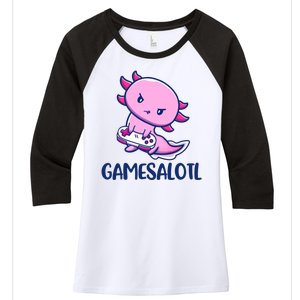 GAMESALOTL Cute Axolotl Women's Tri-Blend 3/4-Sleeve Raglan Shirt