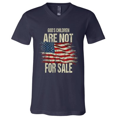 Gods Children Are Not For Sale Funny Vintage Gods Children V-Neck T-Shirt