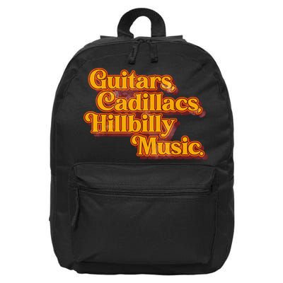 Guitars Cadillacs And Hillbilly Music Country Songs 16 in Basic Backpack
