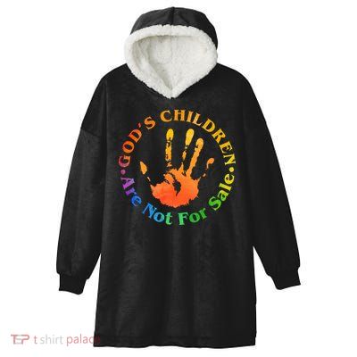 Gods Children Are Not For Sale Colorful Hand Print Hooded Wearable Blanket