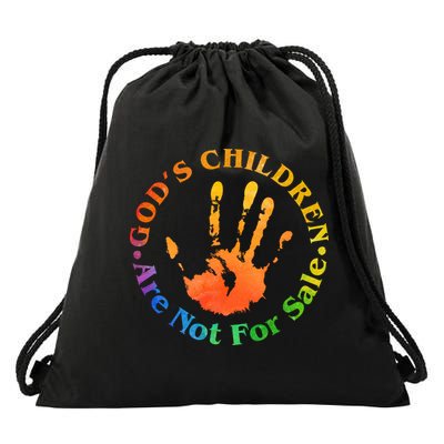 Gods Children Are Not For Sale Colorful Hand Print Drawstring Bag