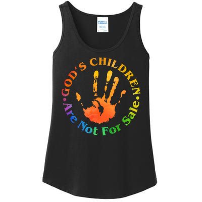 Gods Children Are Not For Sale Colorful Hand Print Ladies Essential Tank