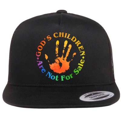 Gods Children Are Not For Sale Colorful Hand Print Flatbill Hat