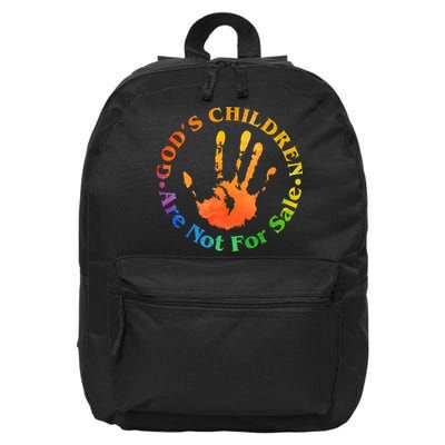Gods Children Are Not For Sale Colorful Hand Print 16 in Basic Backpack