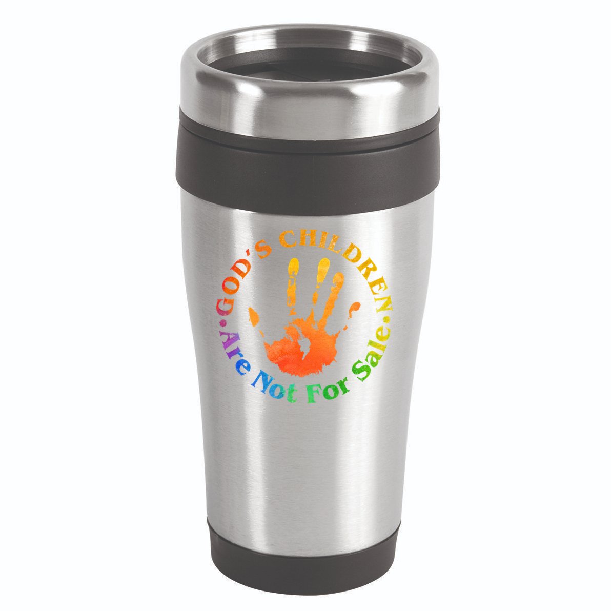 Gods Children Are Not For Sale Colorful Hand Print 16oz Travel Tumbler
