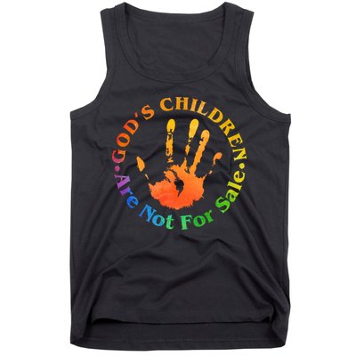 Gods Children Are Not For Sale Colorful Hand Print Tank Top