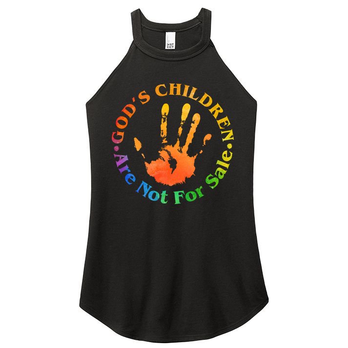 Gods Children Are Not For Sale Colorful Hand Print Women's Perfect Tri Rocker Tank