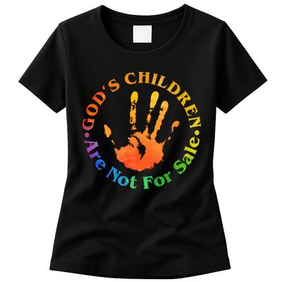Gods Children Are Not For Sale Colorful Hand Print Womens T-Shirt