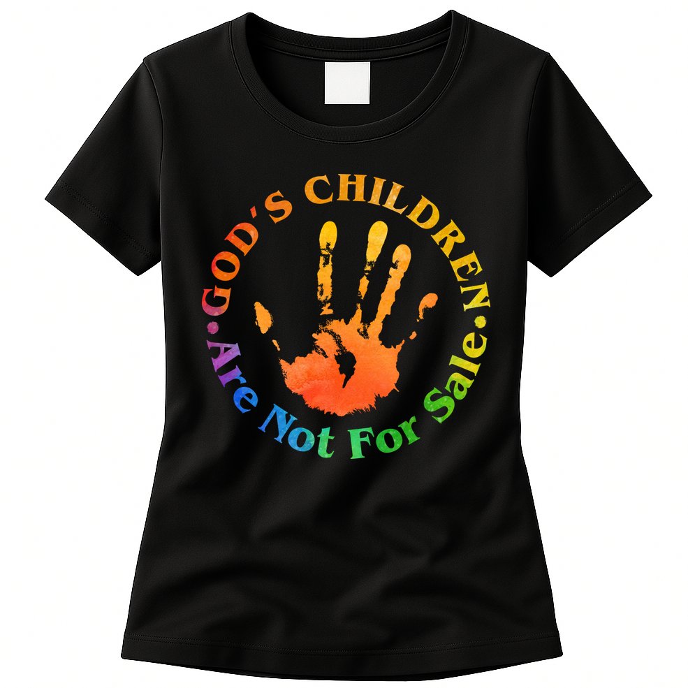 Gods Children Are Not For Sale Colorful Hand Print Womens T-Shirt