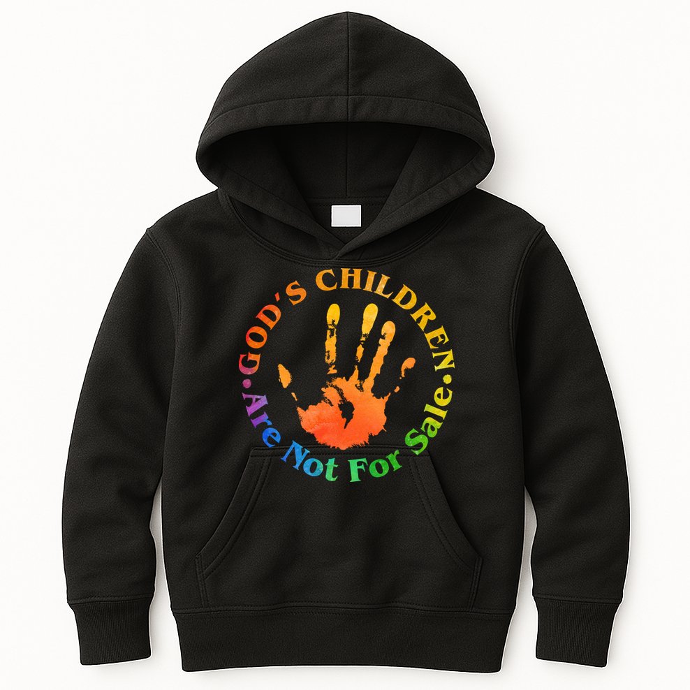 Gods Children Are Not For Sale Colorful Hand Print Kids Hoodie