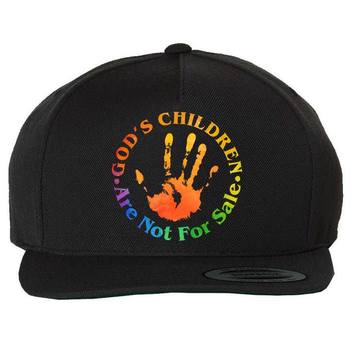 Gods Children Are Not For Sale Colorful Hand Print Wool Snapback Cap